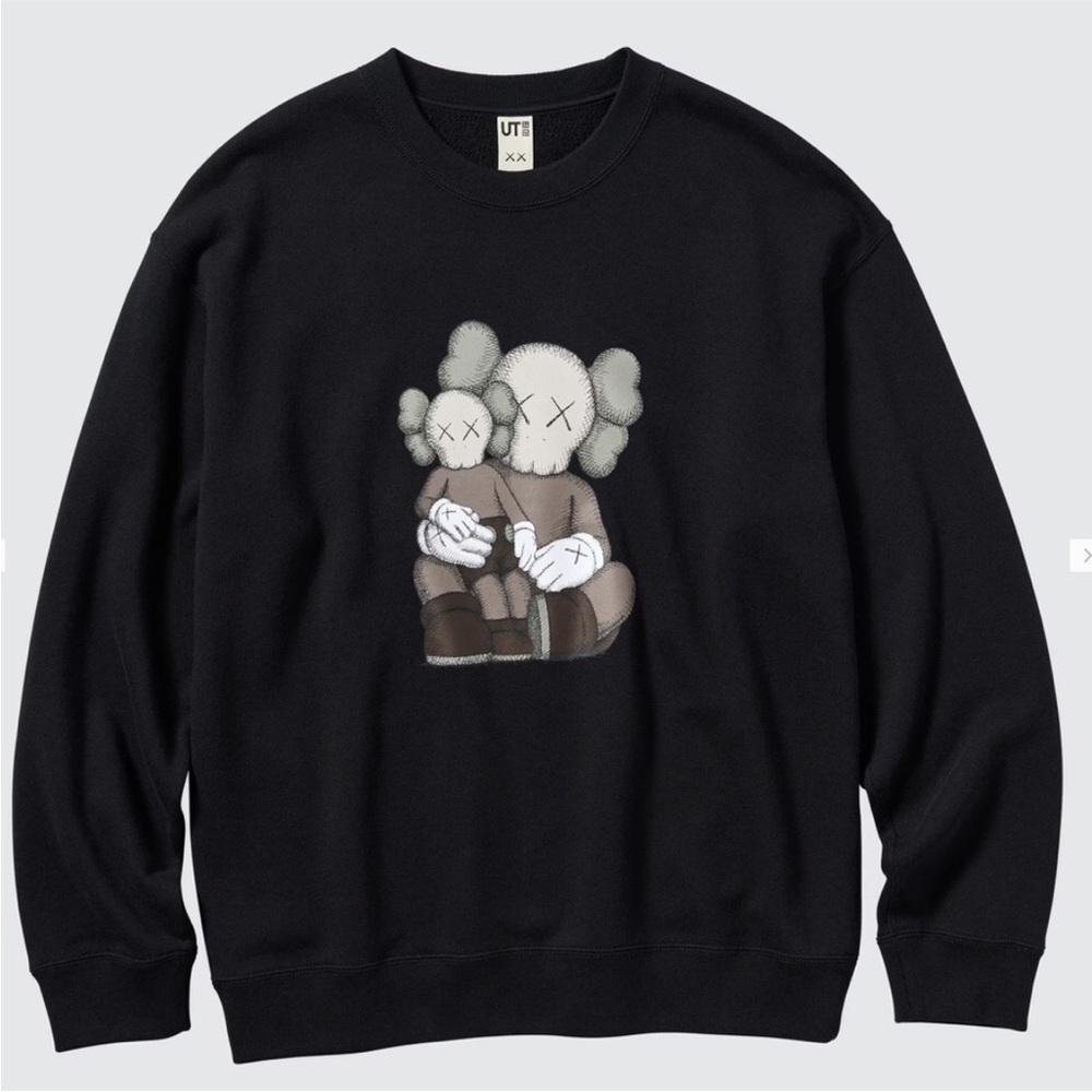 Kaws x Uniqlo Black Crewneck Sweater with Graphic Design XS Unisex